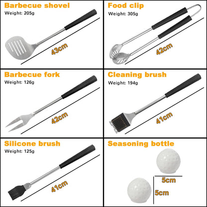 Golf-Themed BBQ Grill Tool Set - 8-Piece Gift Set