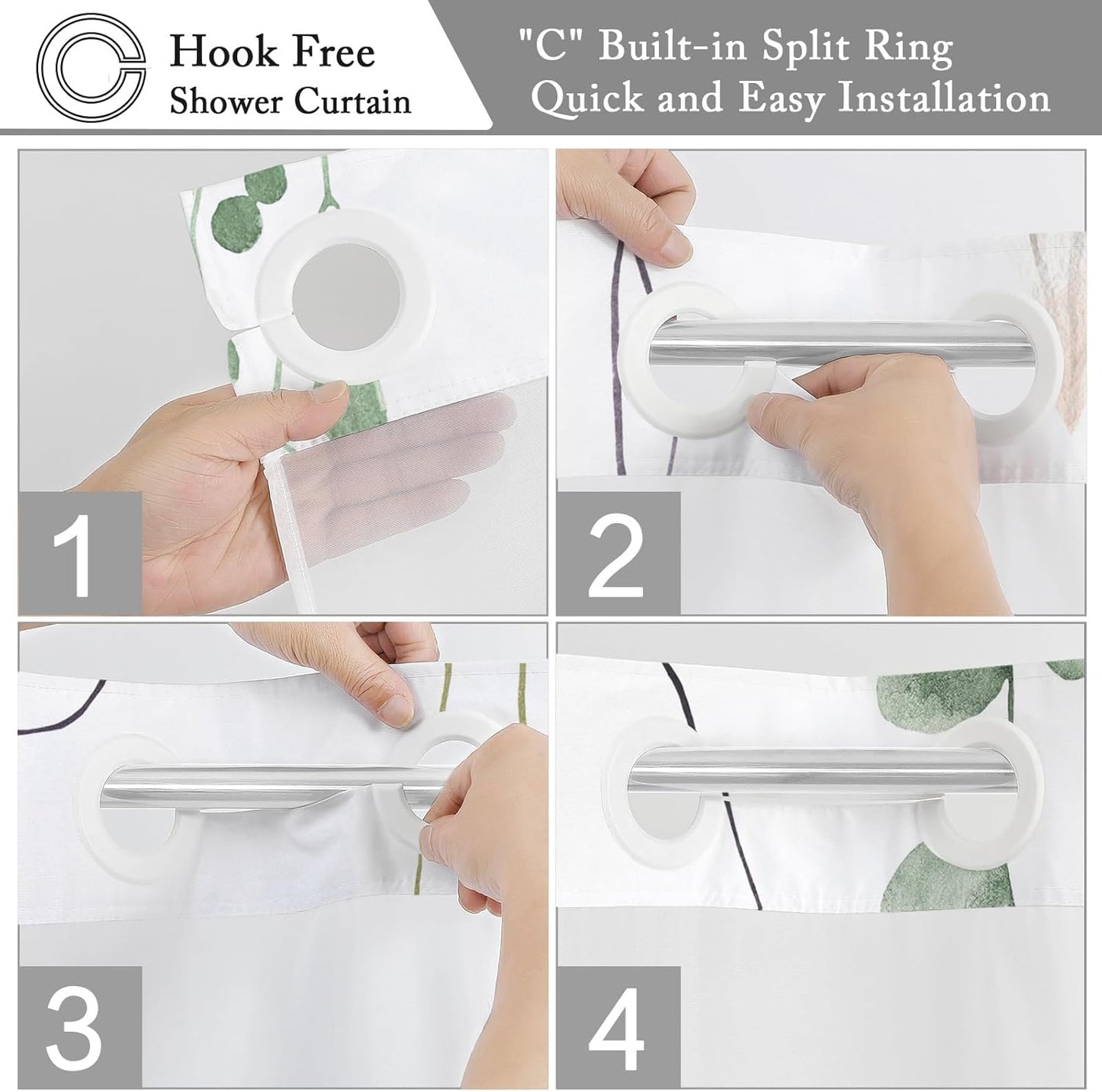 Floral Shower Curtain & Bath Mat Set - Snap-In Liner