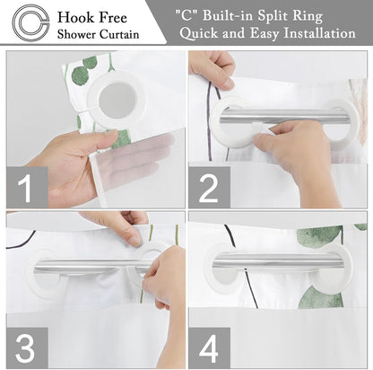 Floral Shower Curtain & Bath Mat Set - Snap-In Liner