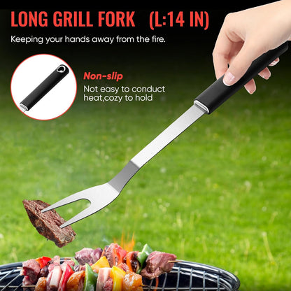 Stainless Steel Grill Tool Set - Outdoor BBQ Utensils