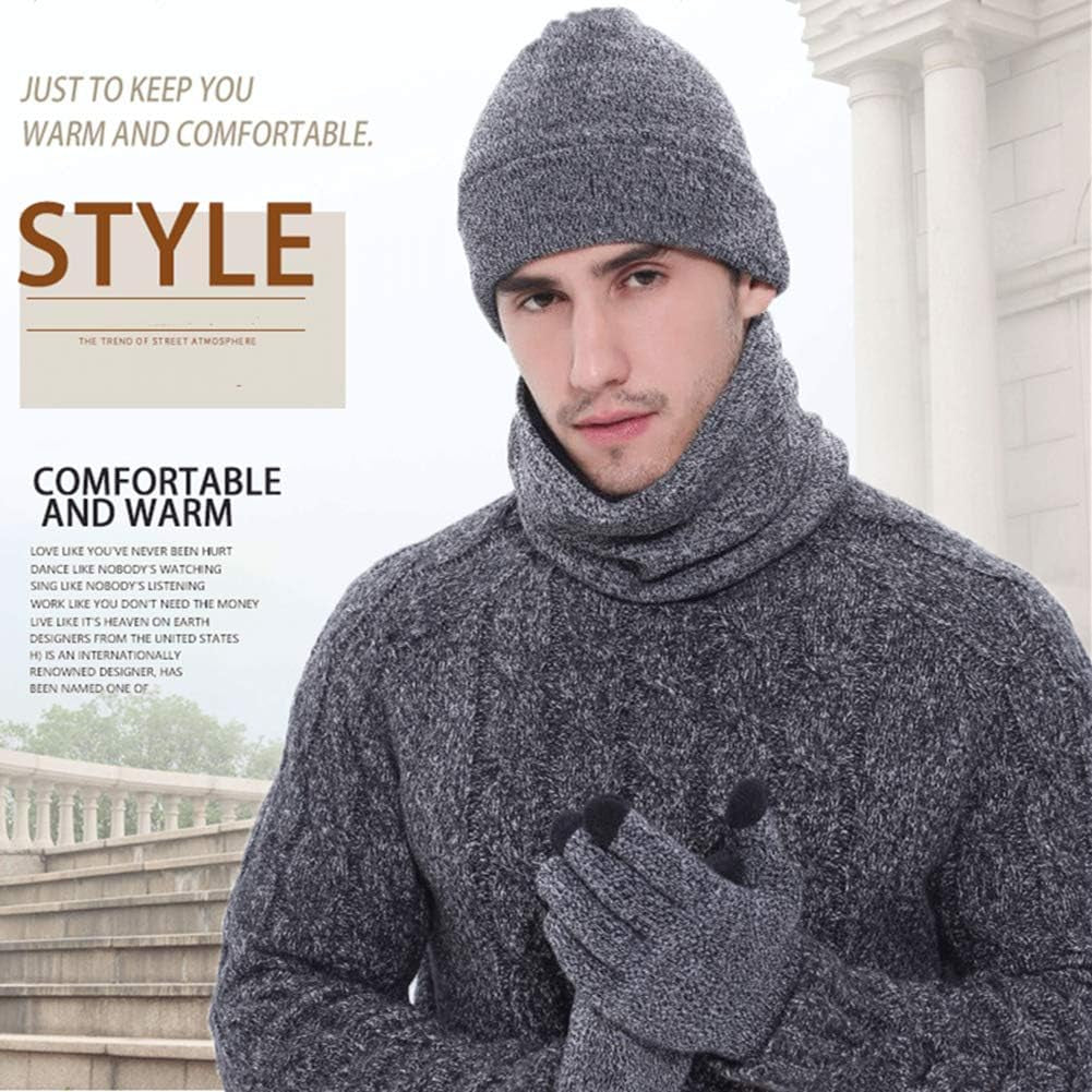 Mens Winter Set - Beanie, Scarf & Touchscreen Gloves (3 Pc)