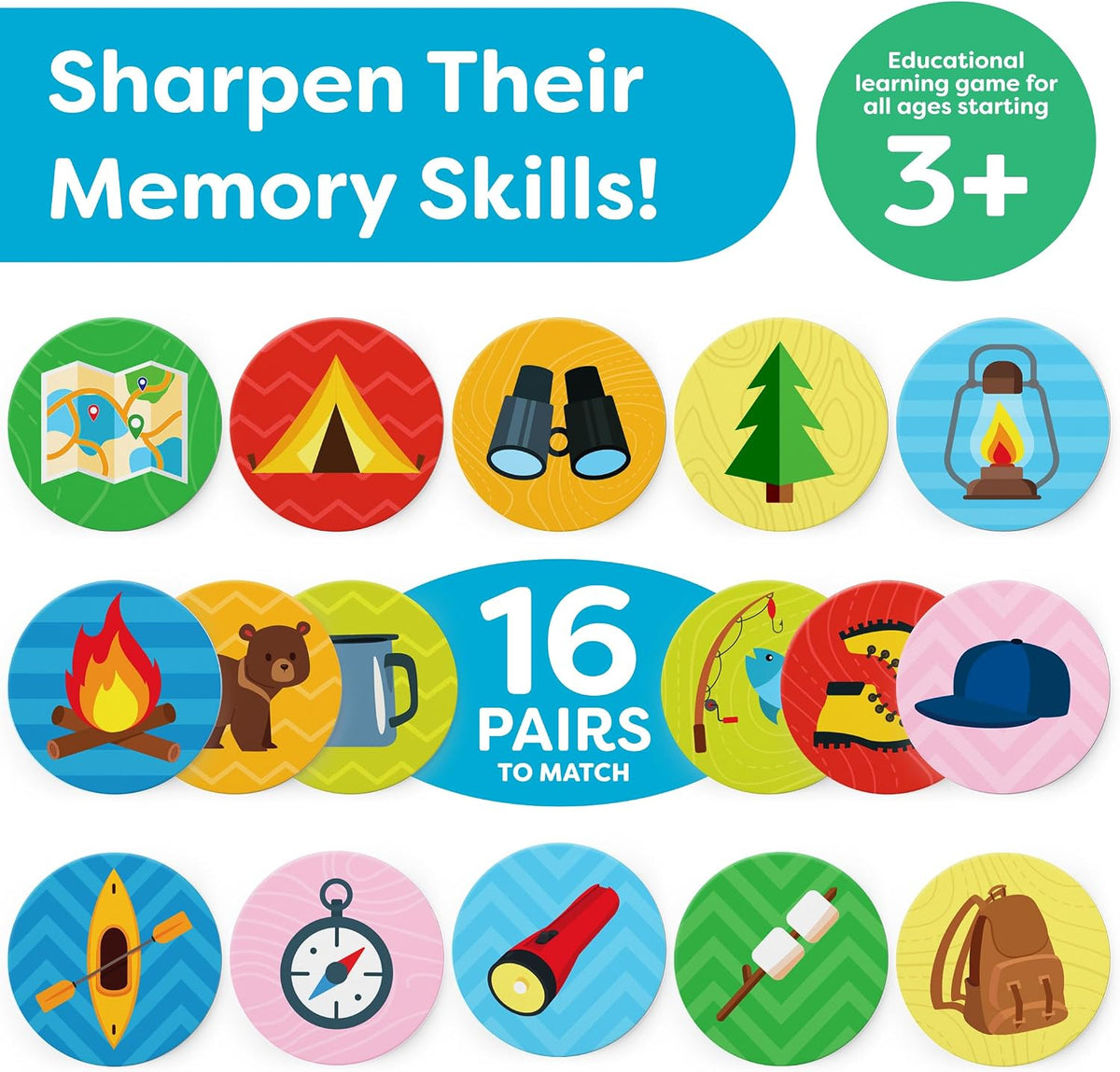 Camping Memory Match Game - Kids Ages 4-8