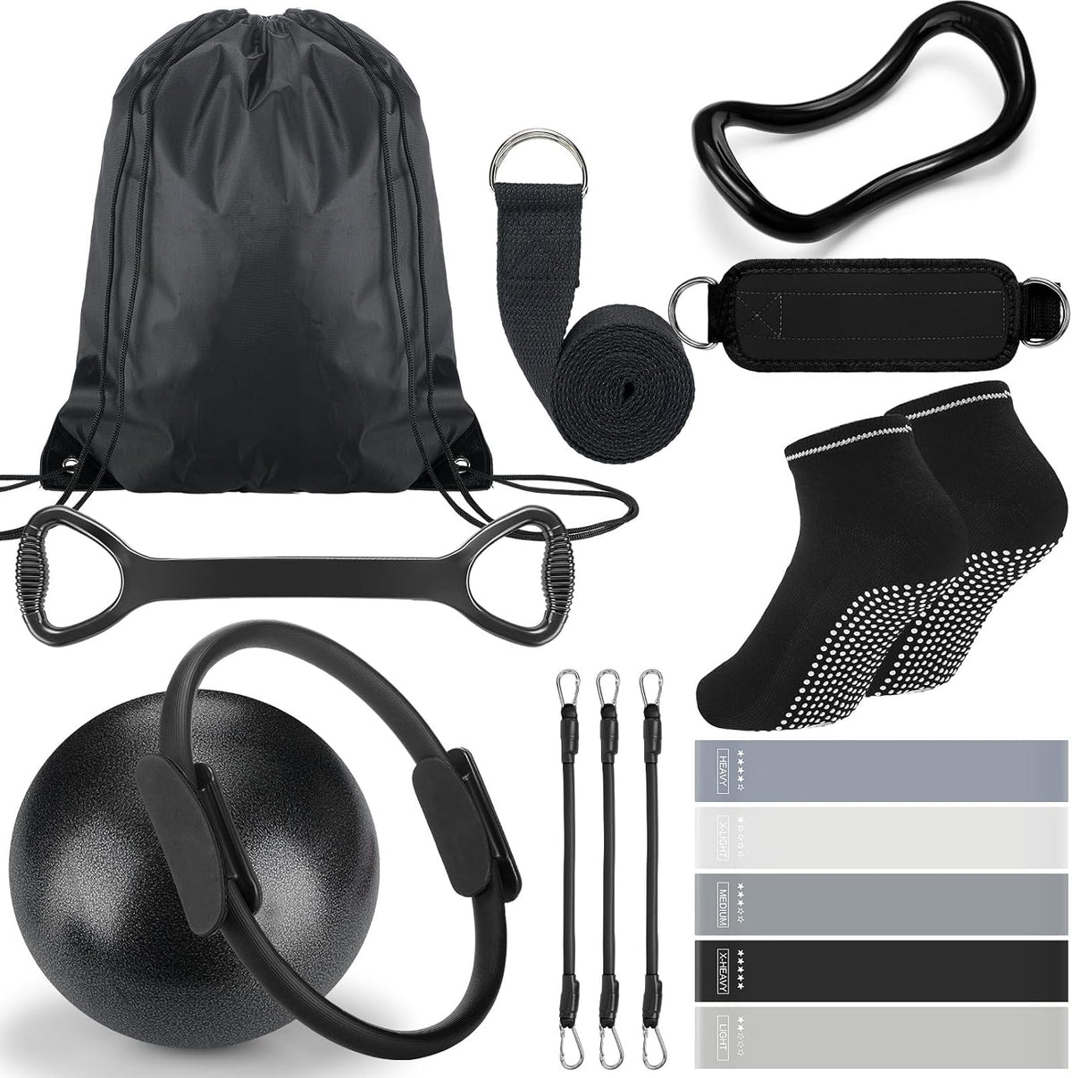 18-Piece Pilates Ring Set - Ball, Straps, Bands & Socks