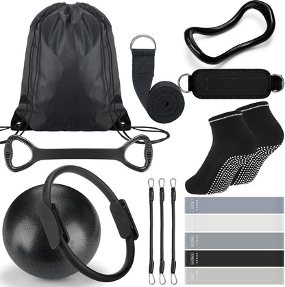 18-Piece Pilates Ring Set - Ball, Straps, Bands & Socks