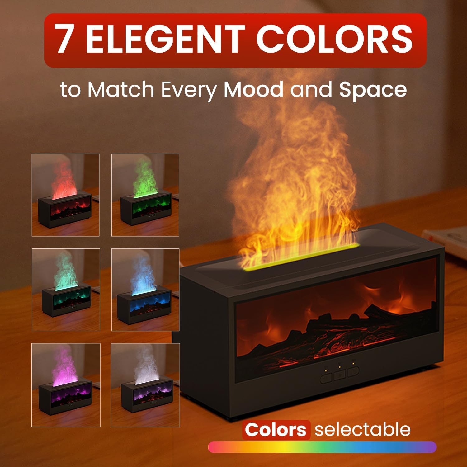 Flame Effect Aroma Diffuser - 7-Color Ultrasonic Humidifier