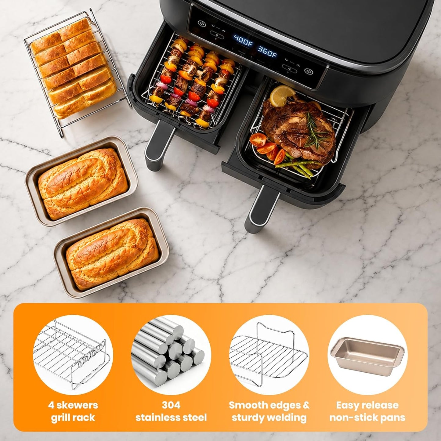 21-Piece Silicone Air Fryer Liners - Fits Ninja Dual Basket