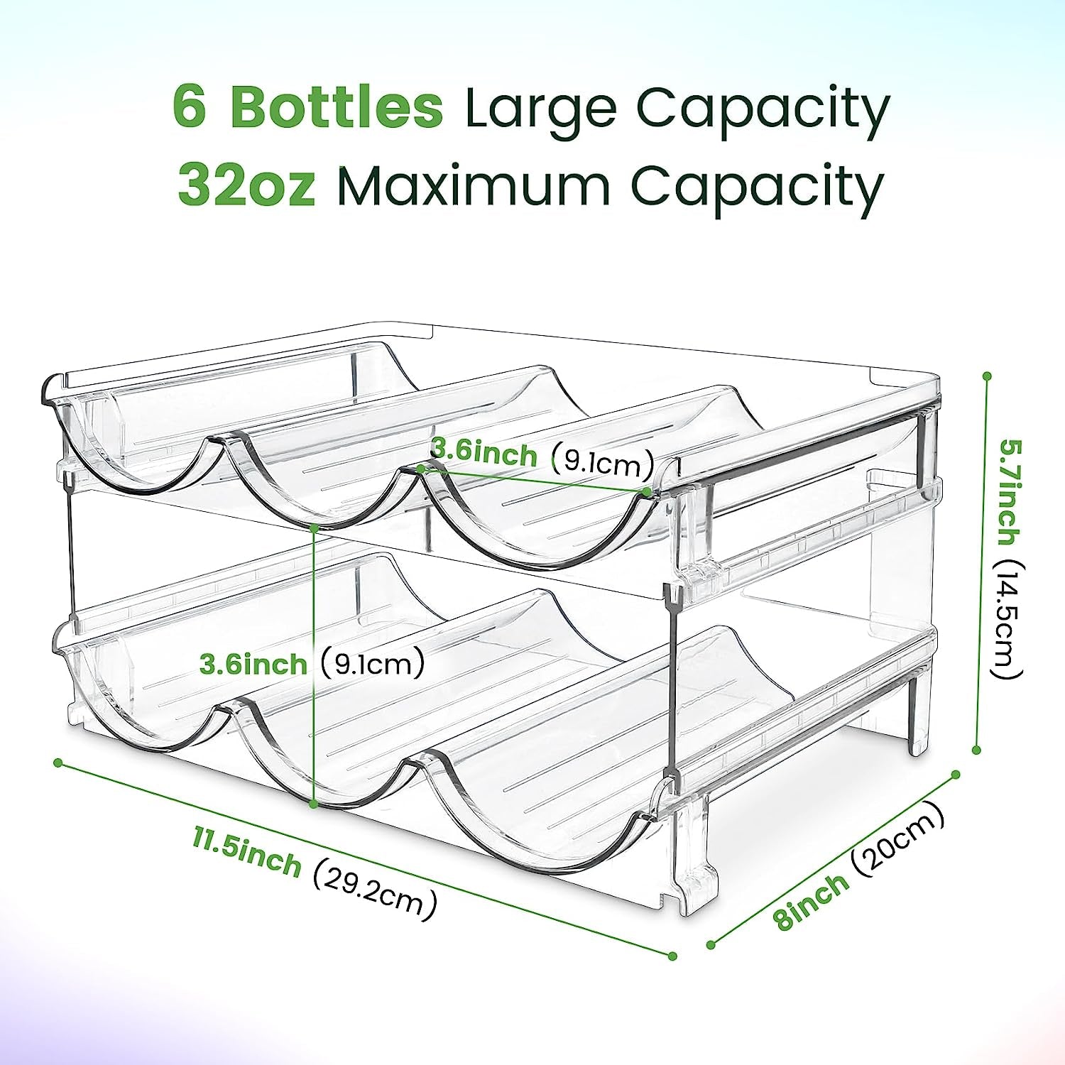 Stackable Water Bottle Organizer - Cabinet Rack (2 Pack)