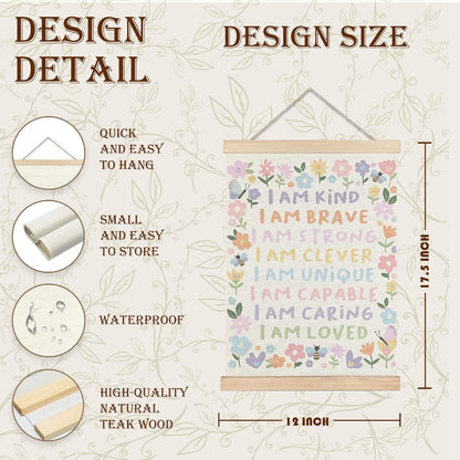 Floral Girls Room Wall Art - 2 Prints with Wood Hangers