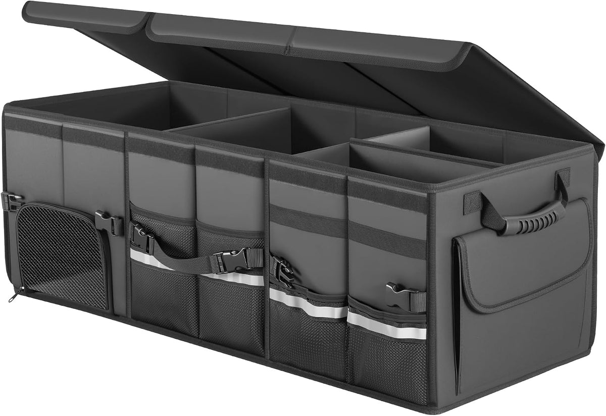 Leather Trunk Organizer XL - 35.5In Collapsible Cargo Box