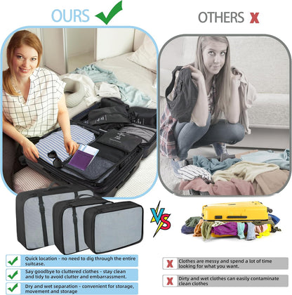 10-Piece Packing Cubes - Expandable Suitcase Organizers