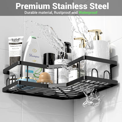 Adhesive Corner Shower Shelves - Rustproof Steel (3 Pack)
