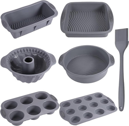 7-In-1 Silicone Bakeware Set - Cake, Loaf & Muffin Molds