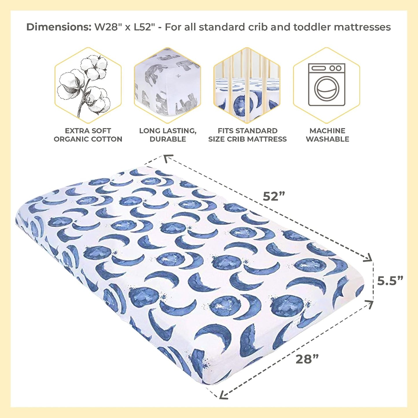 Organic Cotton Fitted Crib Sheet - Breathable & Soft