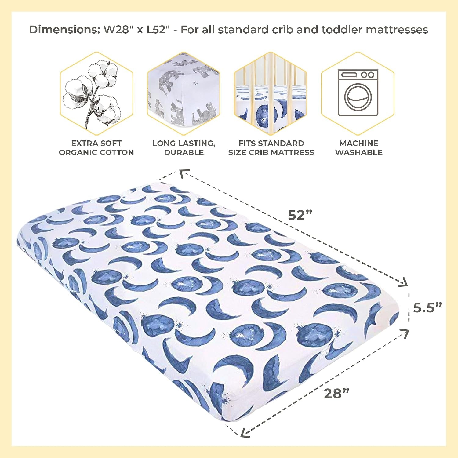 Organic Cotton Fitted Crib Sheet - Breathable & Soft
