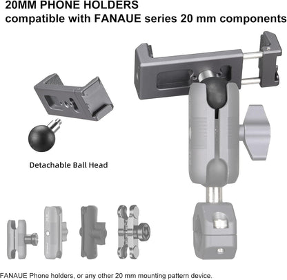 Aluminum Phone Holder - 20Mm Ball Mount, 360 Rotation
