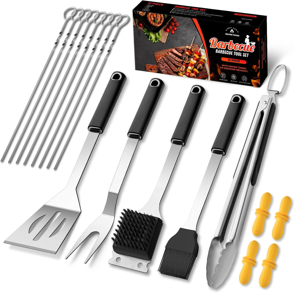 Stainless Steel Grill Tool Set - Outdoor BBQ Utensils