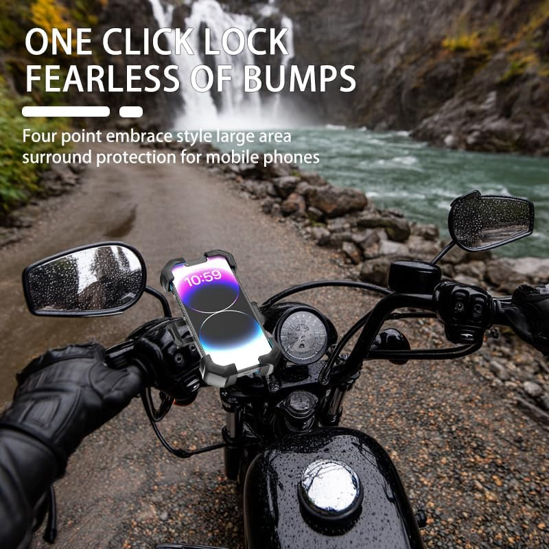 Motorcycle Phone Mount - Auto-Lock, 360 Rotating
