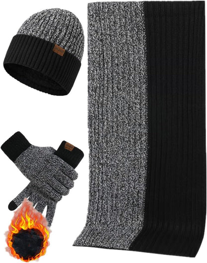 Mens Winter Set - Beanie, Scarf & Touchscreen Gloves (3 Pc)
