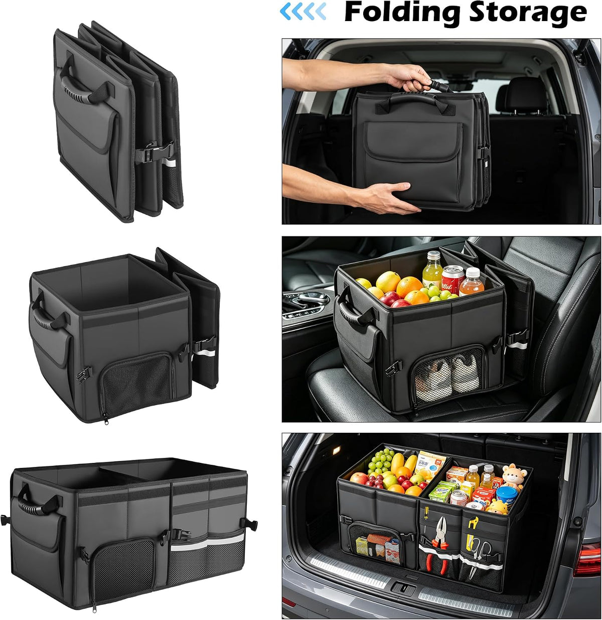 Leather Trunk Organizer - Collapsible Cargo Storage Box