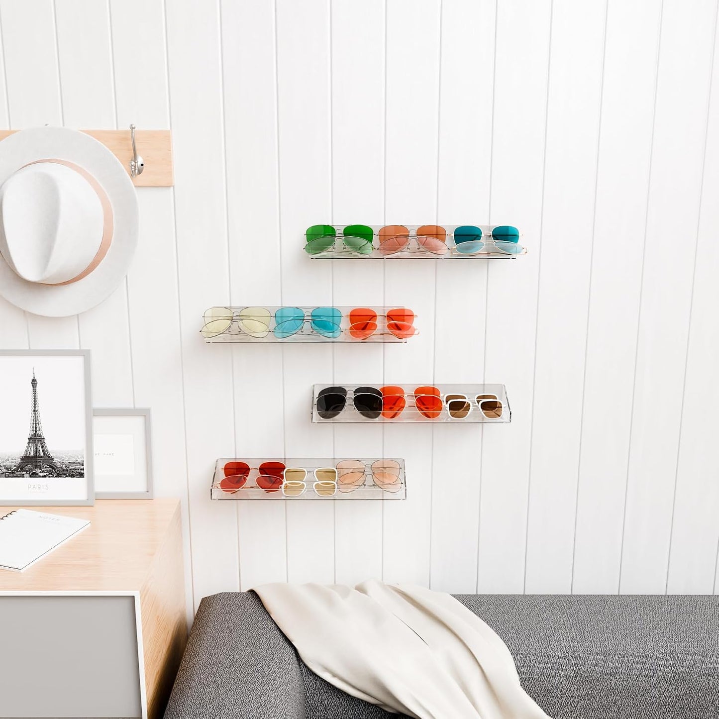Clear Acrylic Shower Shelves - No-Drill Adhesive (2 Pack)