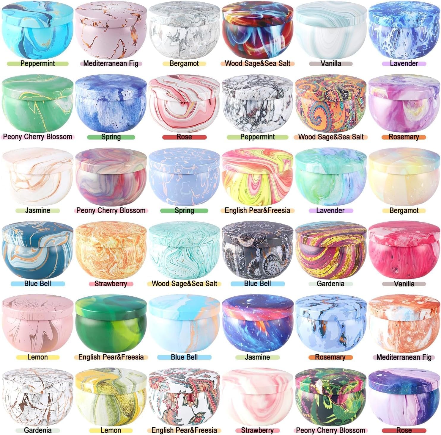 Scented Candle Gift Set - 36 Travel Tins, Assorted Scents
