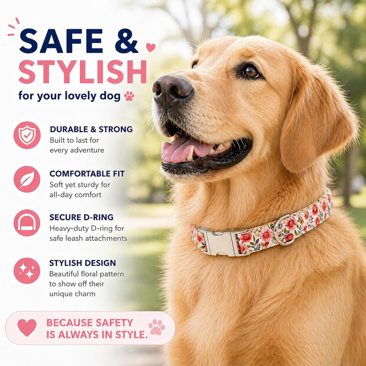 Floral Pet Collar - Summer Blooms, Large
