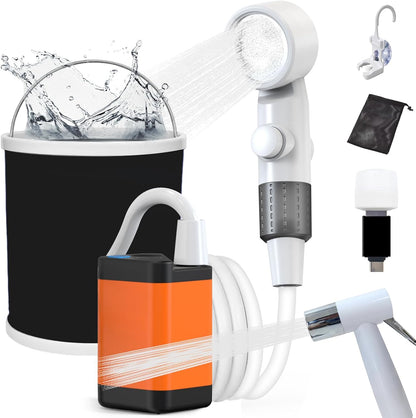 Portable Camping Shower Pump - Adjustable Flow, Rechargeable