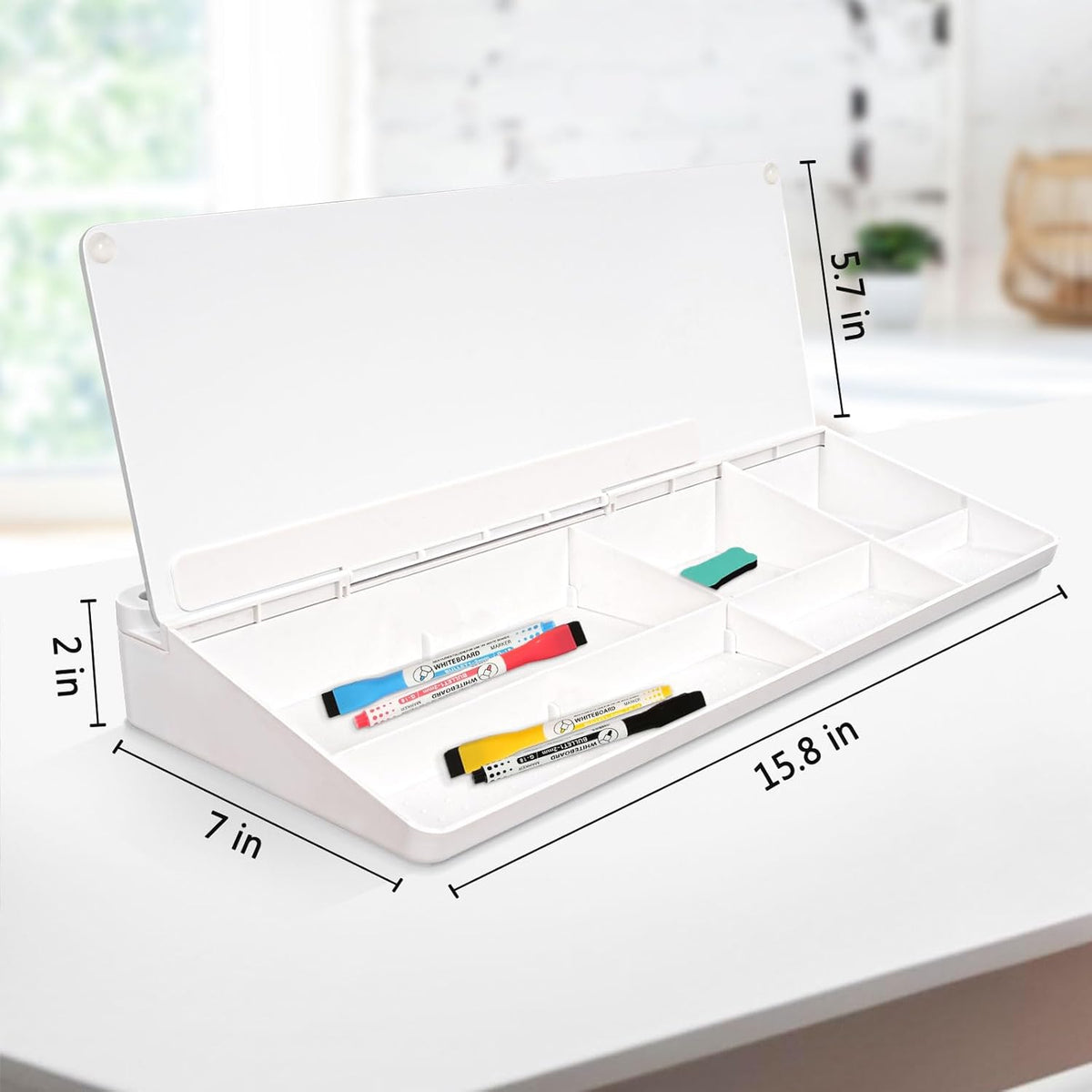 Glass Desk Whiteboard with Drawer & Keyboard Stand - White