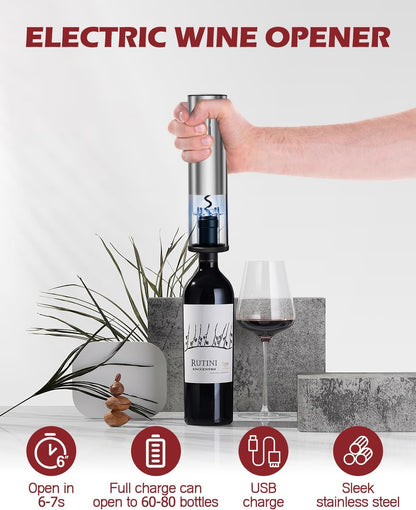 Rechargeable Electric Wine Opener - 4-In-1 Gift Set