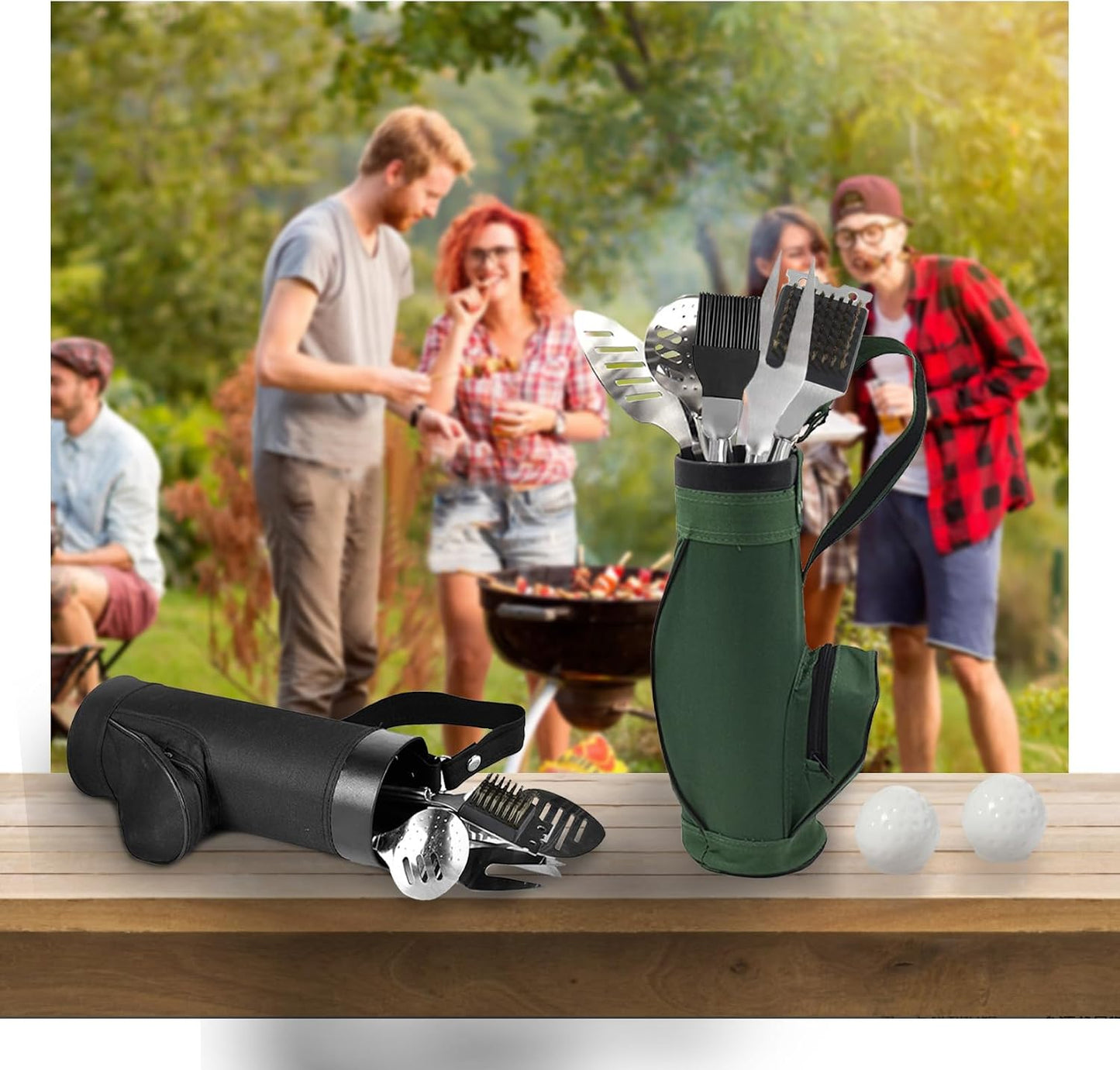 Golf-Themed BBQ Grill Tool Set - 8-Piece Gift Set