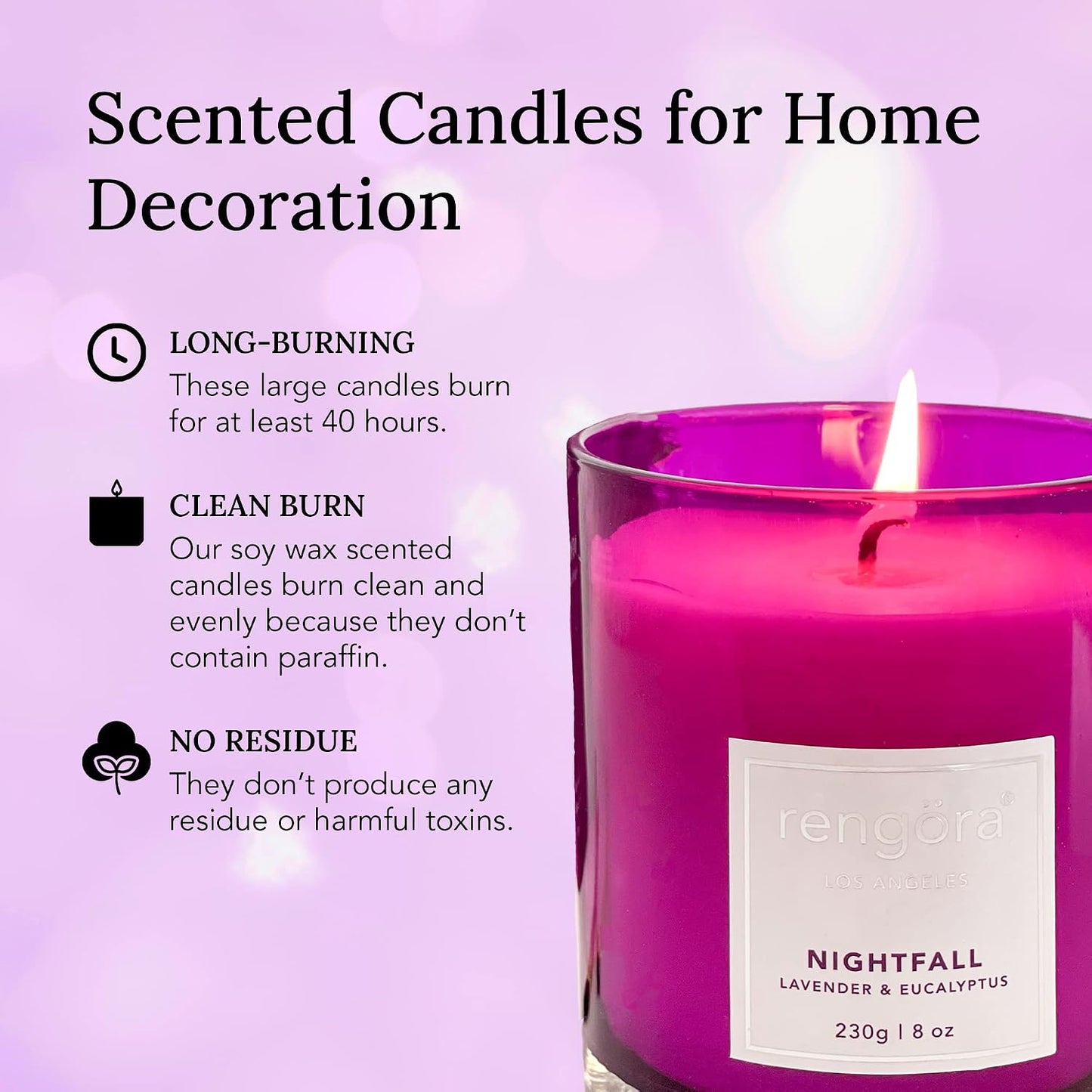 Lavender & Eucalyptus Soy Candle - 8Oz Glass Jar