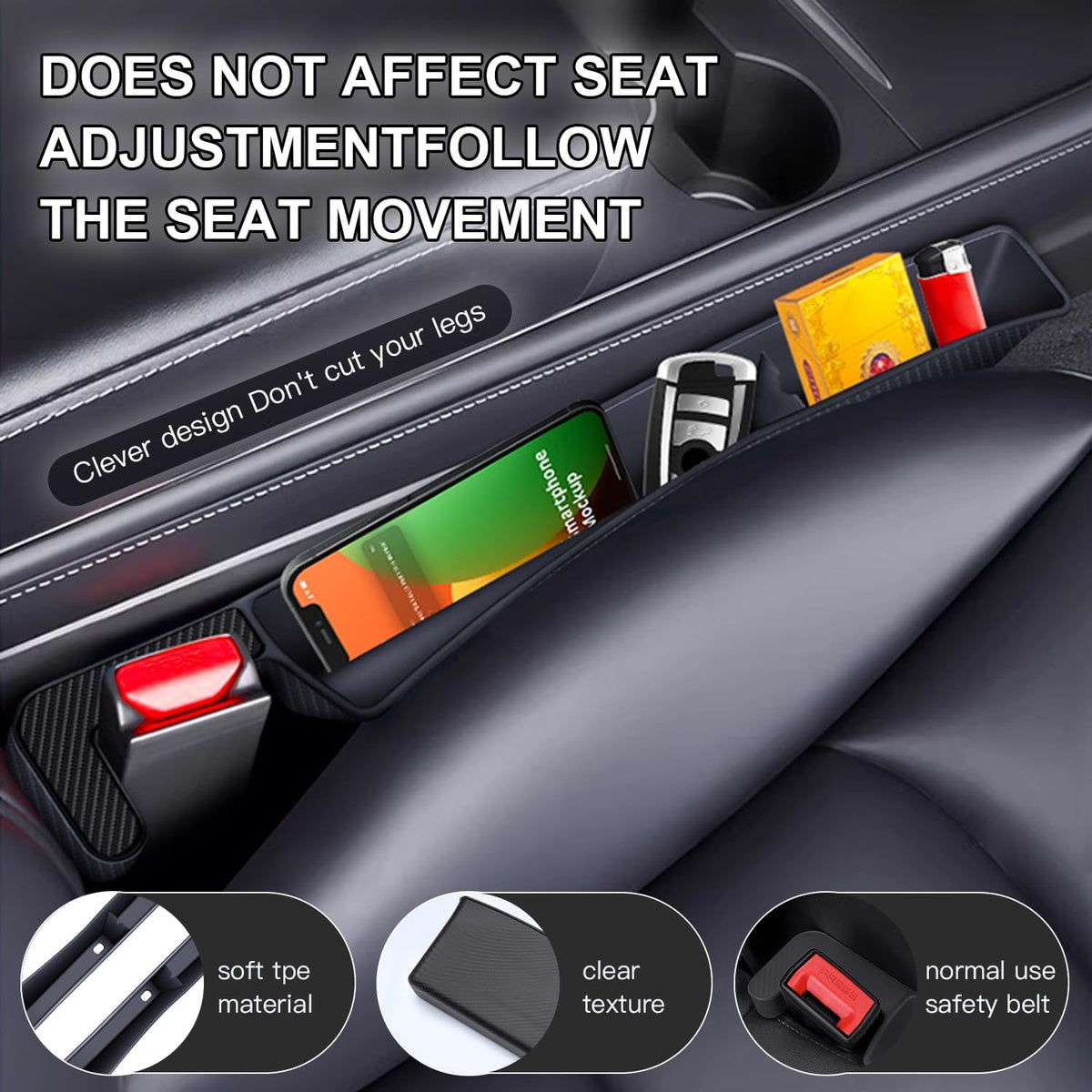 Car Seat Gap Filler Set - Stops Dropped Phones & Keys (2 Pack)