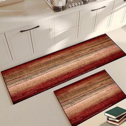 Kitchen Rug Set - 2 Piece Non-Slip Runner, Red Oxide