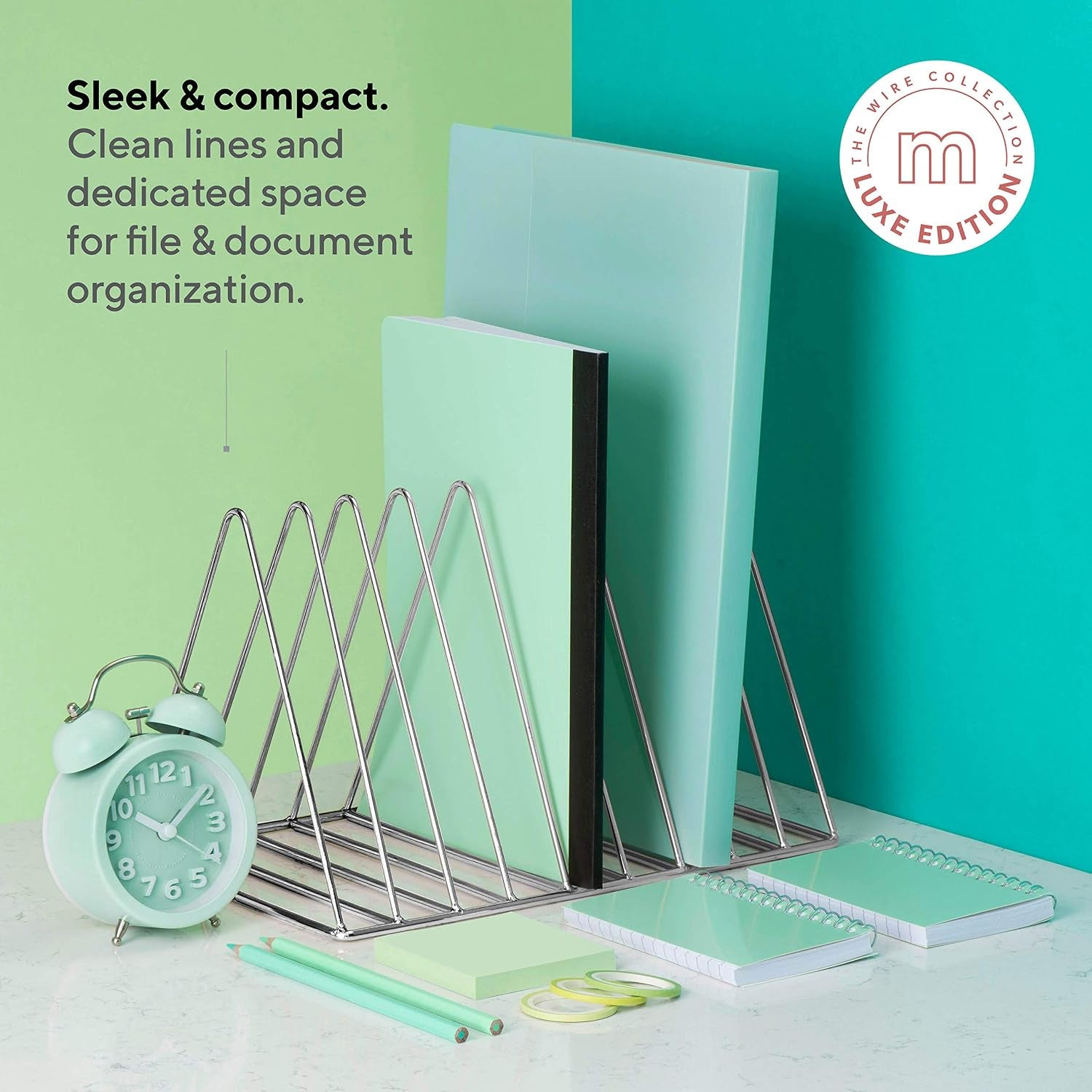 Wire Desk Bookshelf - Mail & Supply Organizer, Chrome