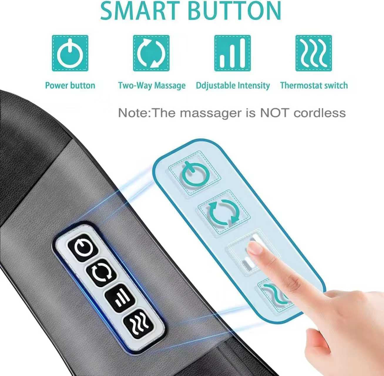 Heated Shiatsu Massage Pillow - Neck, Shoulder & Back