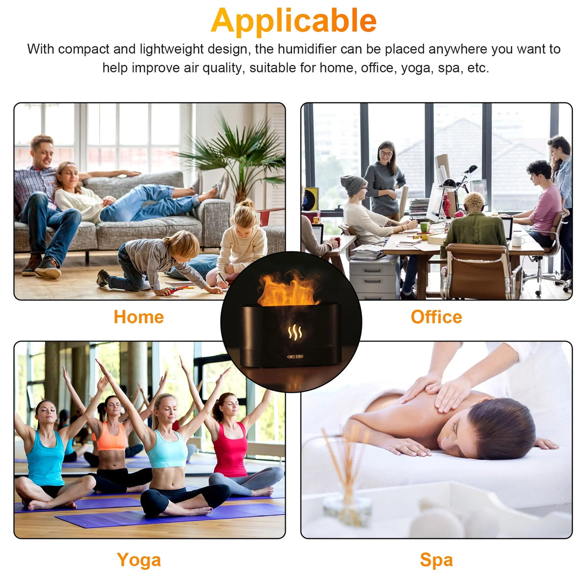180Ml Flame Aroma Diffuser - 7-Color USB Humidifier