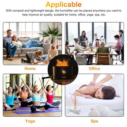 180Ml Flame Aroma Diffuser - 7-Color USB Humidifier
