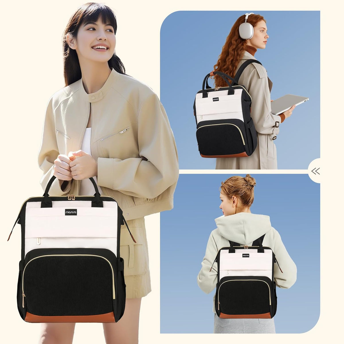 Womens Travel Laptop Backpack - 15.6In, Water Resistant