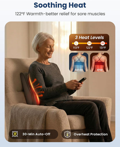Shiatsu Back Massager with Heat & Vibration - Portable