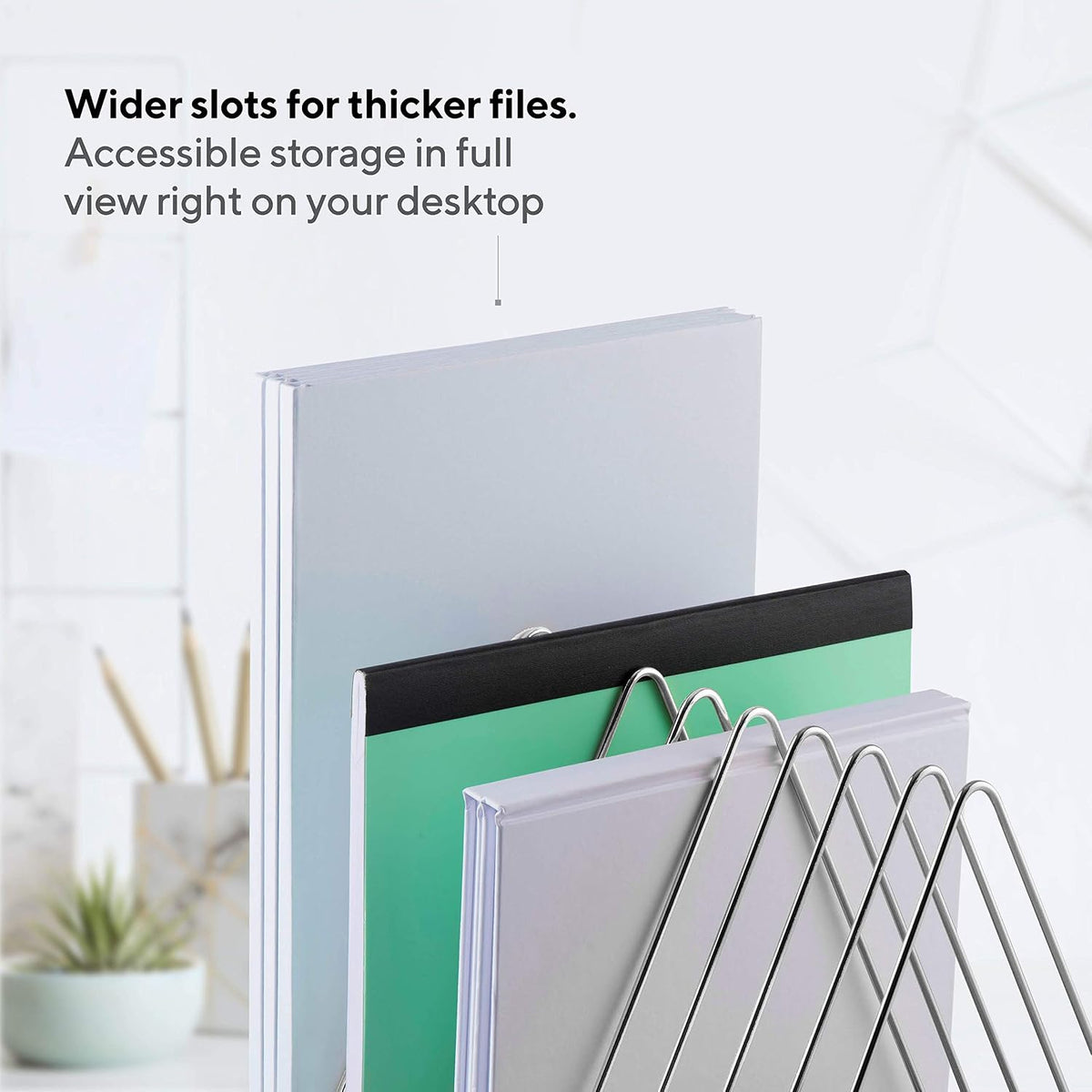 Wire Desk Bookshelf - Mail & Supply Organizer, Chrome