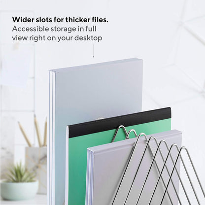 Wire Desk Bookshelf - Mail & Supply Organizer, Chrome