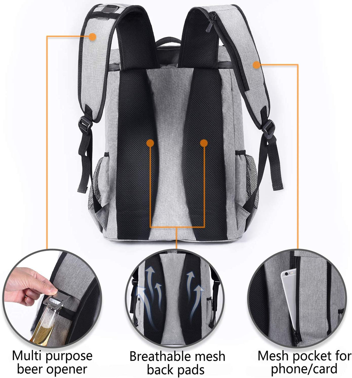 Insulated Backpack Cooler - Leakproof, Holds 30 Cans