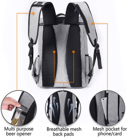 Insulated Backpack Cooler - Leakproof, Holds 30 Cans