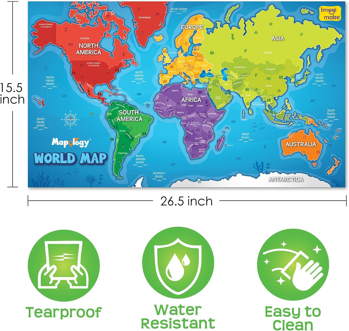 World Map with 100+ Reusable Stickers - Geography Kids Toy