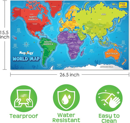 World Map with 100+ Reusable Stickers - Geography Kids Toy