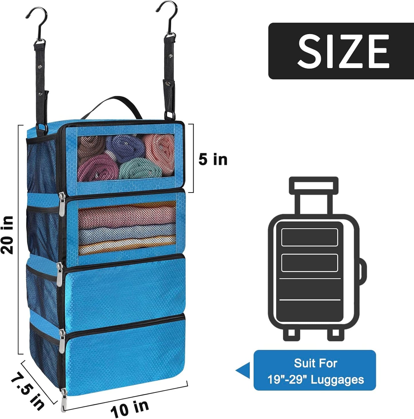 Hanging Travel Organizer - Shelf-Style Suitcase Packing Cube