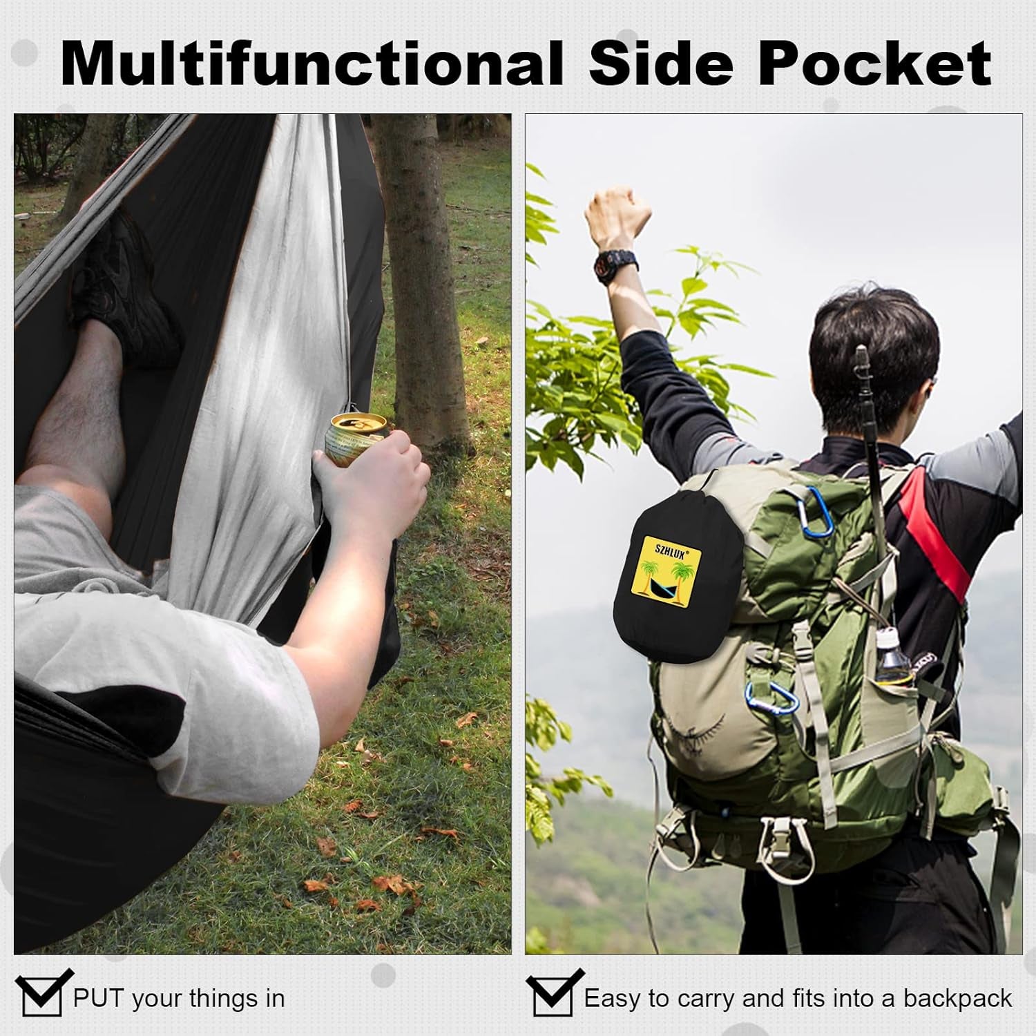 Double Camping Hammock - Portable with Straps