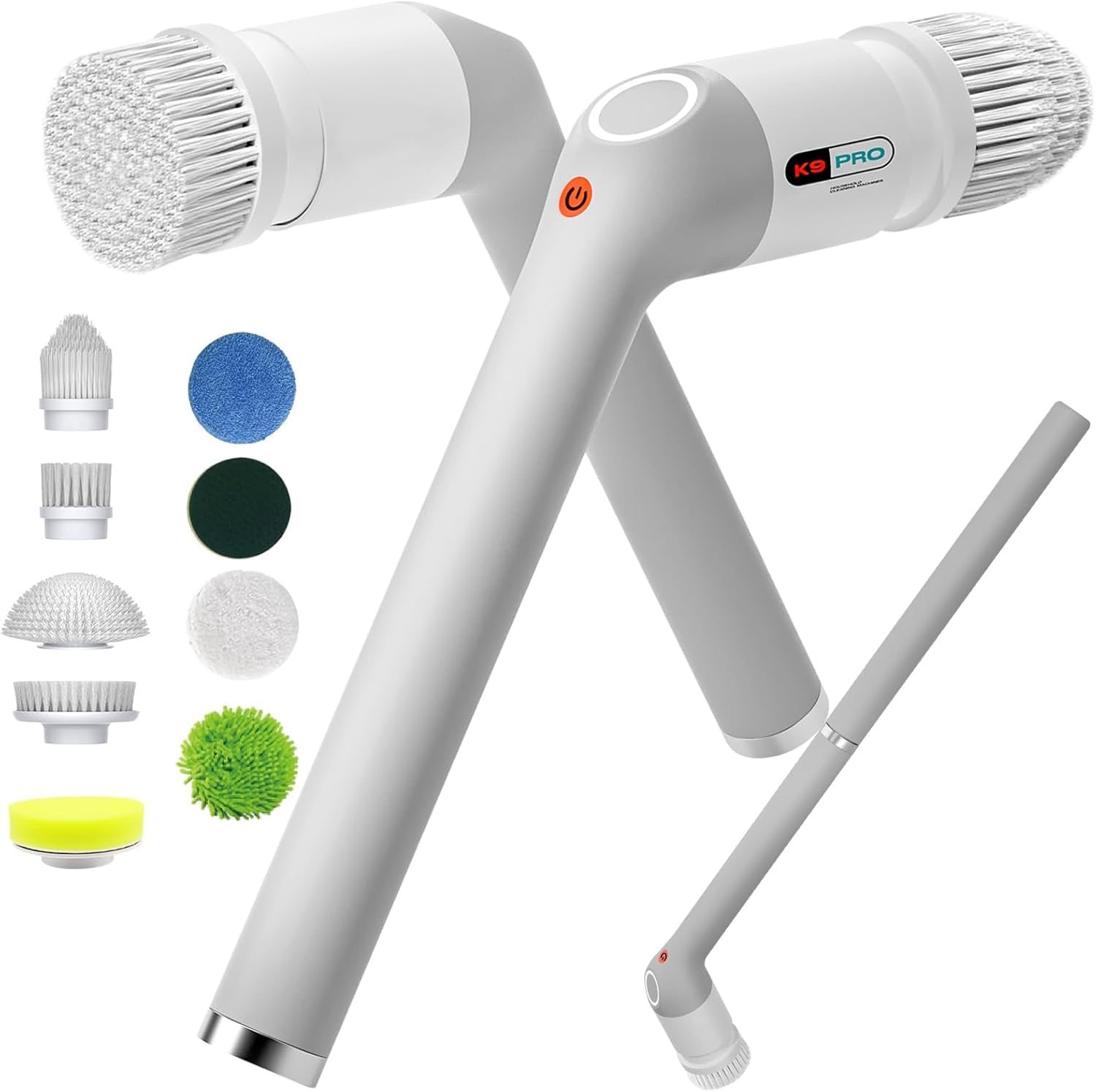 Cordless Electric Spin Scrubber - IPX7, 9 Brush Heads