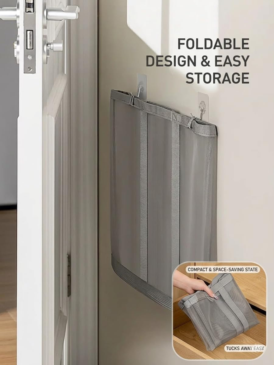 Wall-Mounted Foldable Laundry Hamper - 41L Breathable Mesh