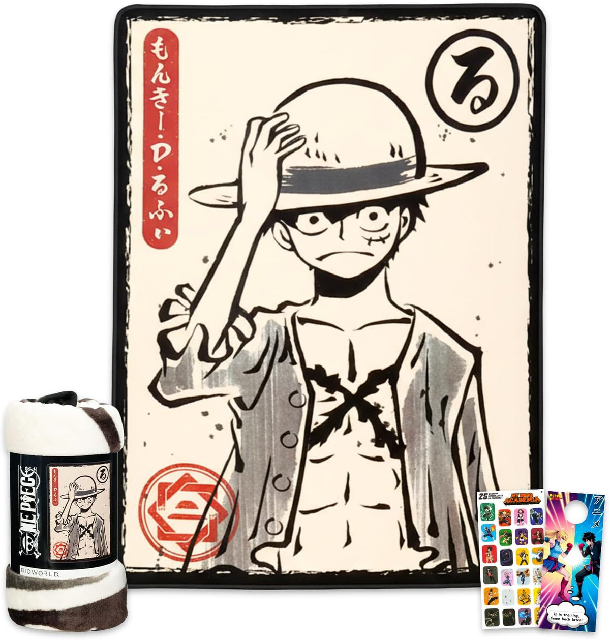 Anime Fleece Blanket Set with Stickers - 45X60In